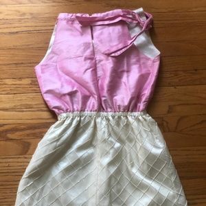 Silk Pink Halter / White Skirt dress
